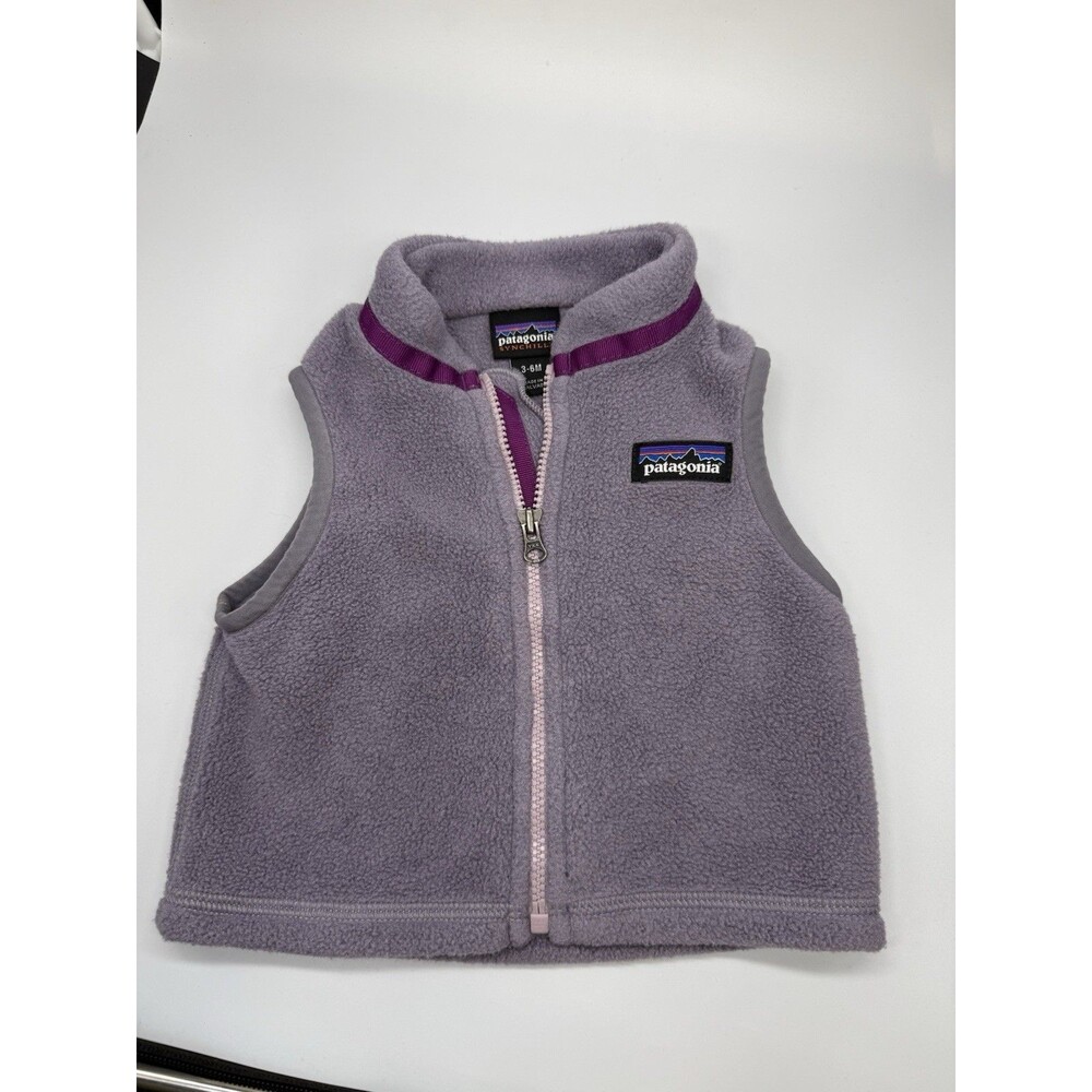 Patagonia Baby Synchilla Fleece Vest 3-6M Purple Gray Full Zip STY61006